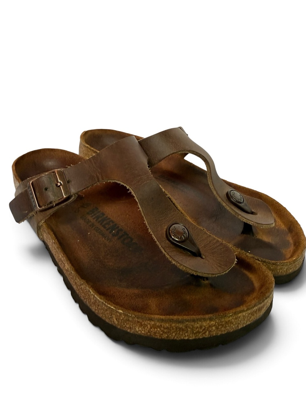 Birkenstock Gizeh Brown Leather Thong Sandals EU 37 Regular